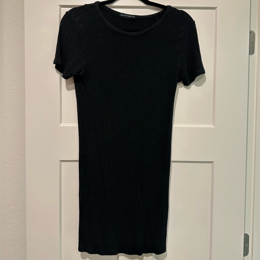 Brandy Melville black ribbed mini dress